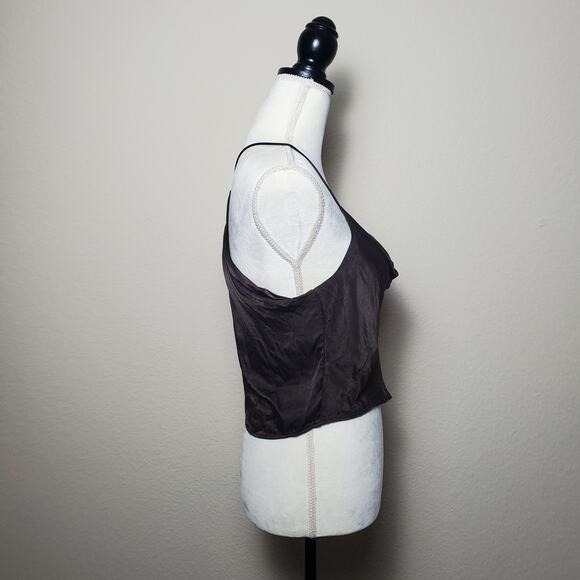 Zara Brown Satin Crop Top Medium - Picture 4 of 6